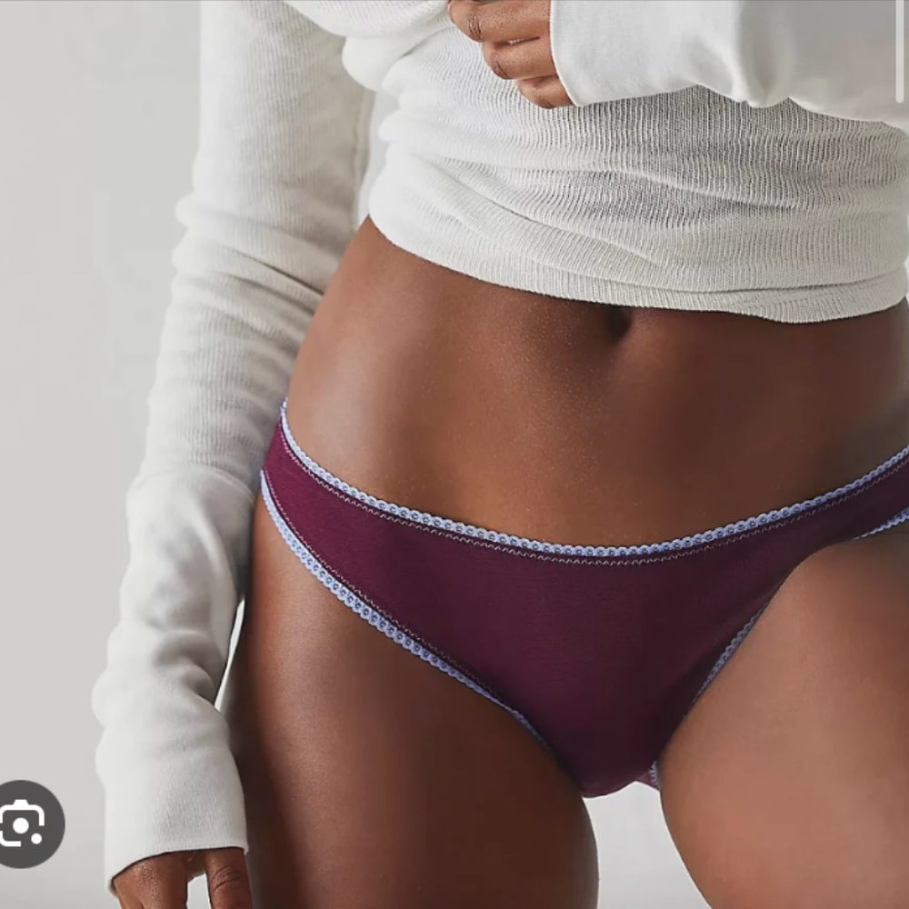 FP Intimately Eggplant Picot Bikini Mesh Panty M Med